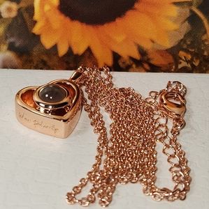 #2190, SIGNED WEAR FELICITY , ROSE TONE HEART NECKLACE 18"IN
